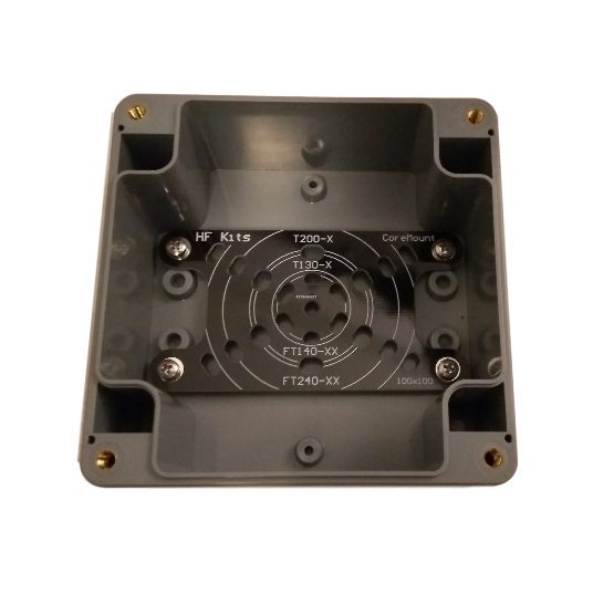 Mounting plate for ring core in 100 x 100 x 55 mm housing secured