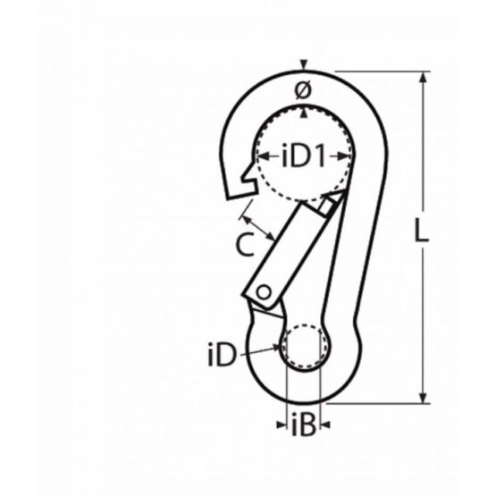 Karabijnhaak afmetingen